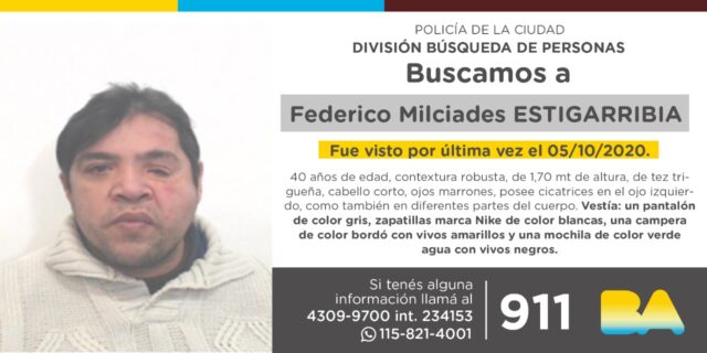 La policía solicita colaboración en la búsqueda de Federico Milcíades Estigarribia